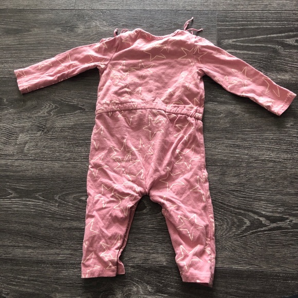 Pink jumpsuit with white star designs and fringe - Picture 2 of 8